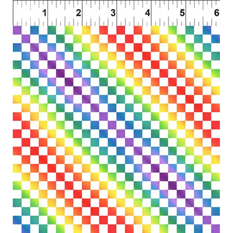 PAWsitivity Ombre Check White Jason Yenter In The Beginning Cotton Fabric