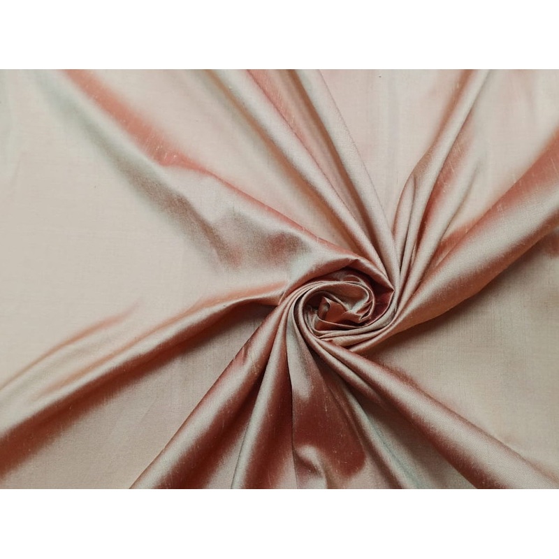 100% Pure silk dupion fabric golden yellow x pinkish orange peach color 54" wide DUP338