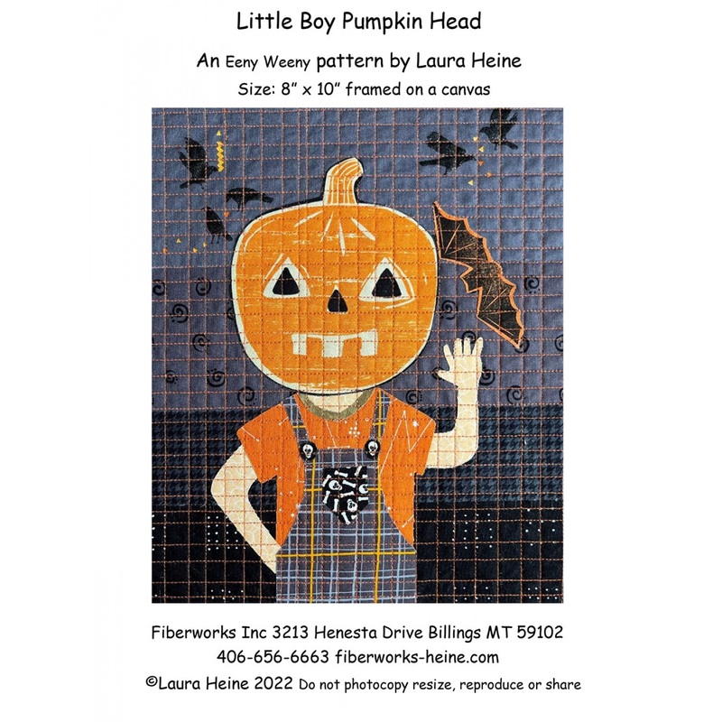 Little Boy Pumpkin Head Collage Pattern by Laura Heine