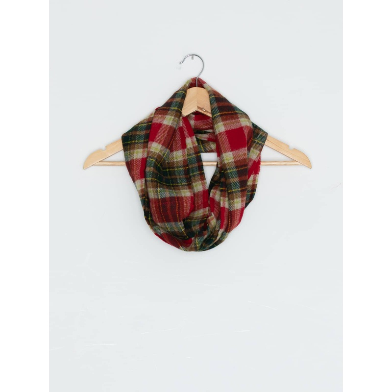 Pure Merino Wool Infinity Scarf - Christmas Morning Check