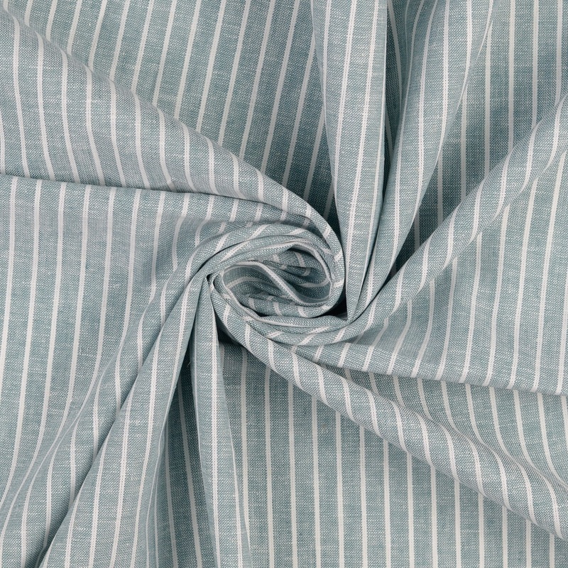 Stripe Sage Green Linen Cotton Fabric.