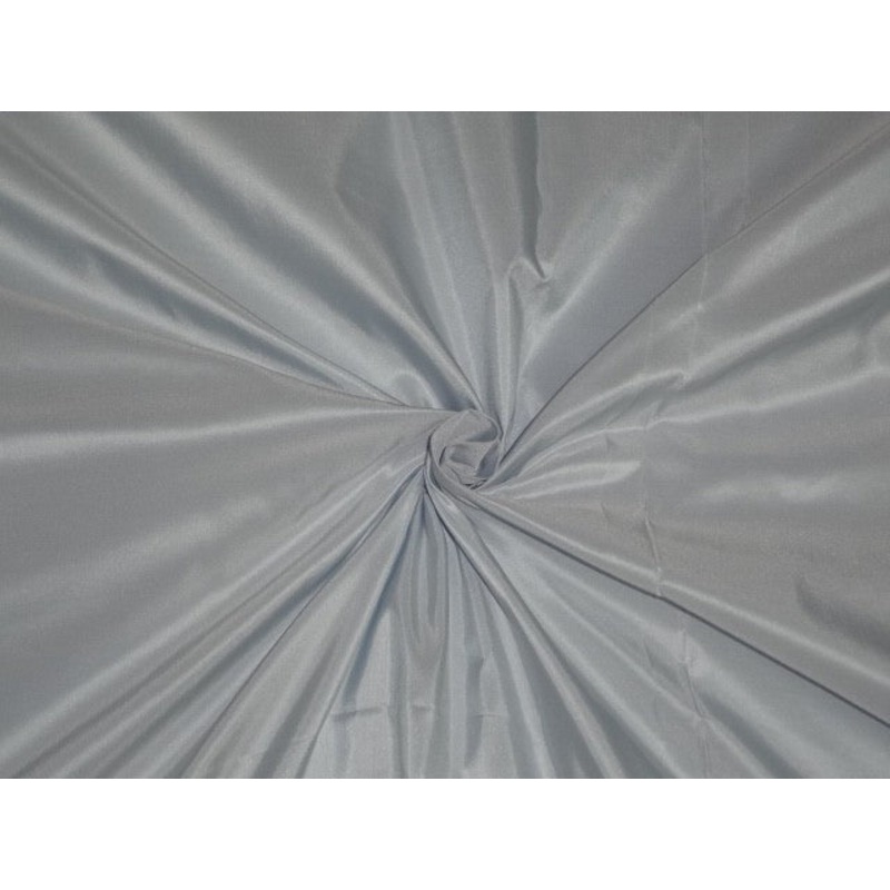 100% Pure SILK TAFFETA FABRIC White Blue 54" wide