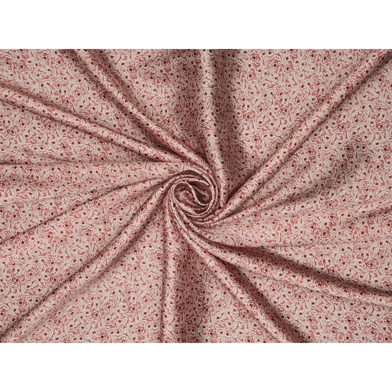 Pink small floral monotone pattern print silky satin Lightweight fabric