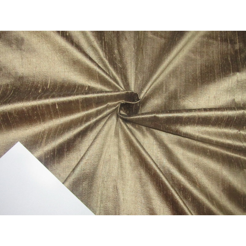 100% pure silk dupioni fabric golden x black 54" with slubs