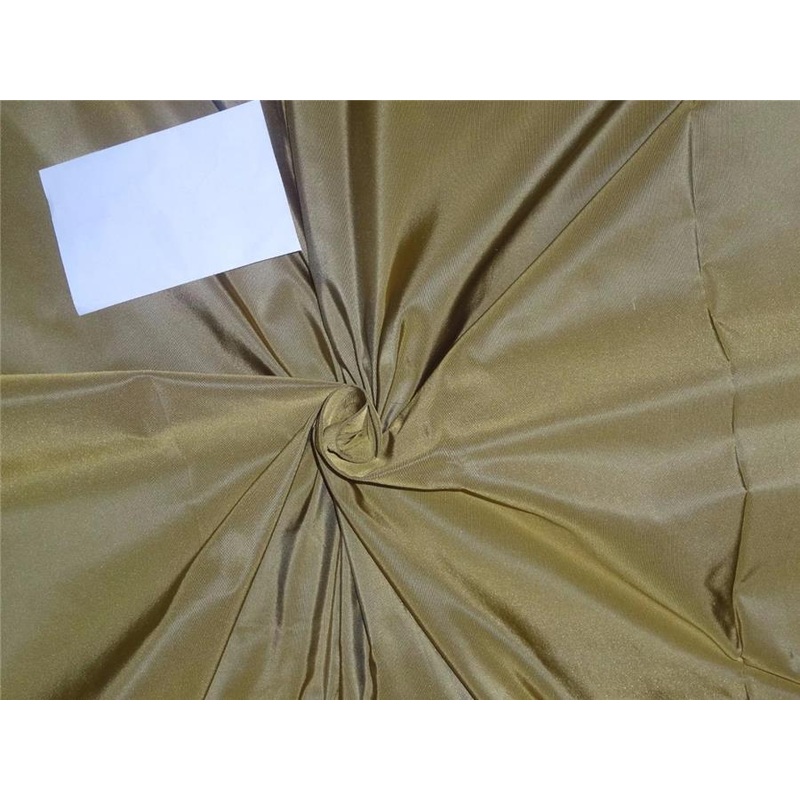 100%Pure Silk Taffeta Fabric Mustard x Dusty Green 60"