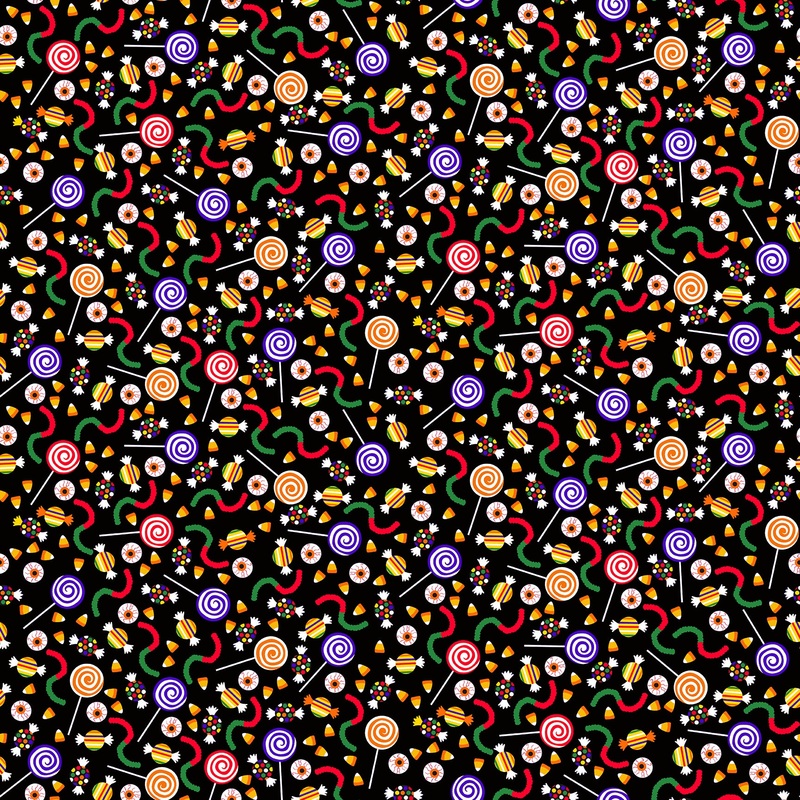 Spooky Friends Tossed Candy Multi Sharla Fults Studio E Cotton Fabric SE-7058G-93