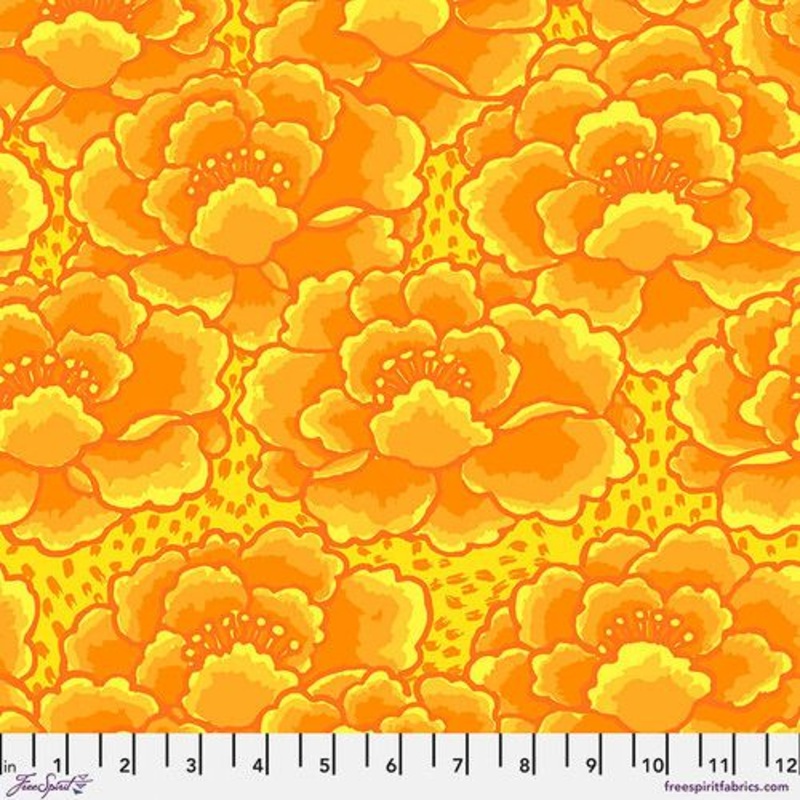 Tonal Floral Gold February 2023 Kaffe Fassett Collective Free Spirit Cotton fabric FS-PWGP197.GOLD
