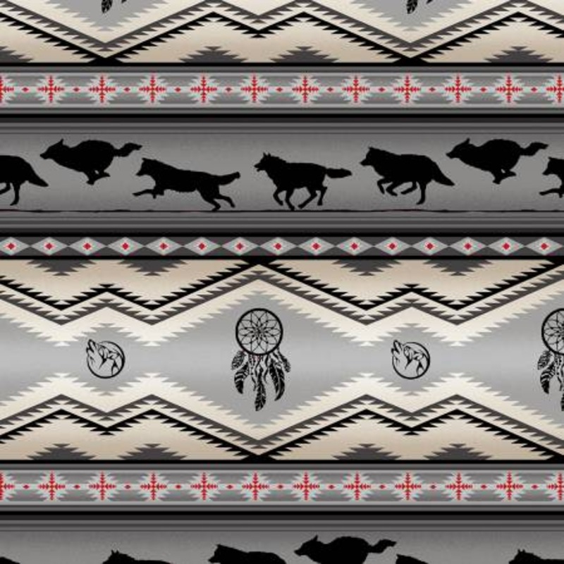 Tucson Wolf Stripe Grey Elizabeth's Studio Cotton Fabric ES 556 Gray