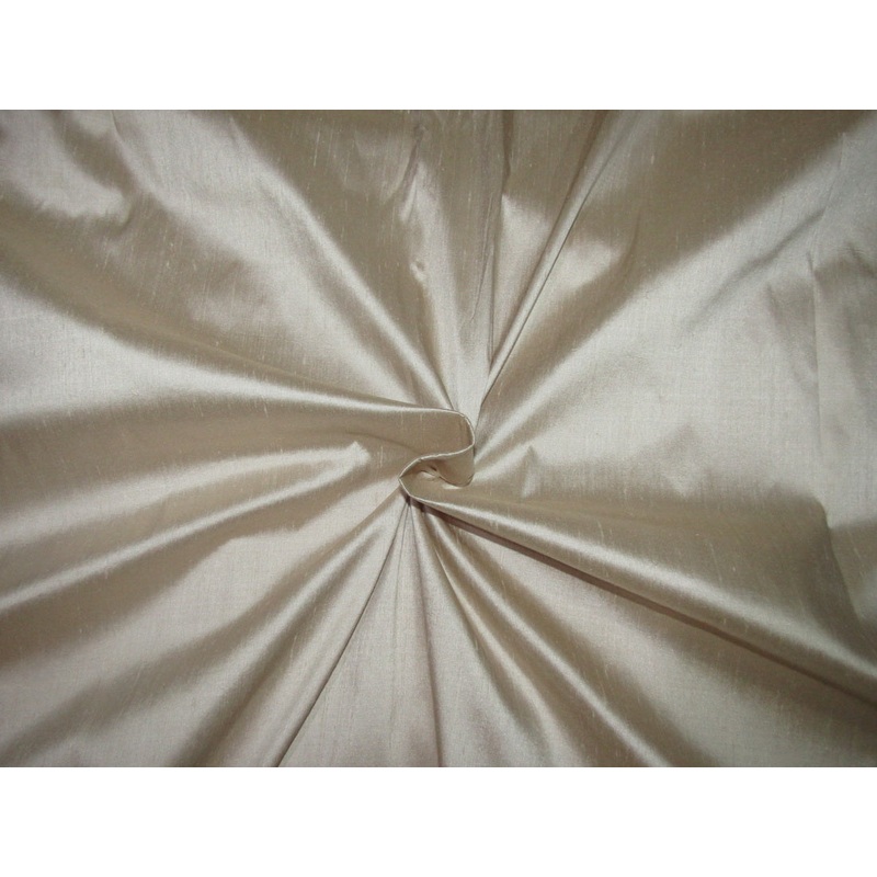 100% pure silk dupioni fabric beige 44" wide with slubs.
