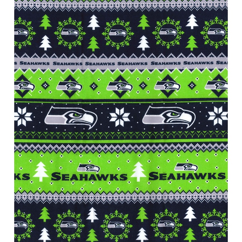 Seattle Seahawks NFL Football Winter Stripe Fabric Traditions FLANNEL Fabric NFL-70095D
