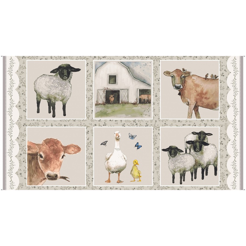 A Beautiful Day Six Farm Blocks Panel 24" Multi Dawn Rosengren Henry Glass Cotton Fabric HG-1090-44
