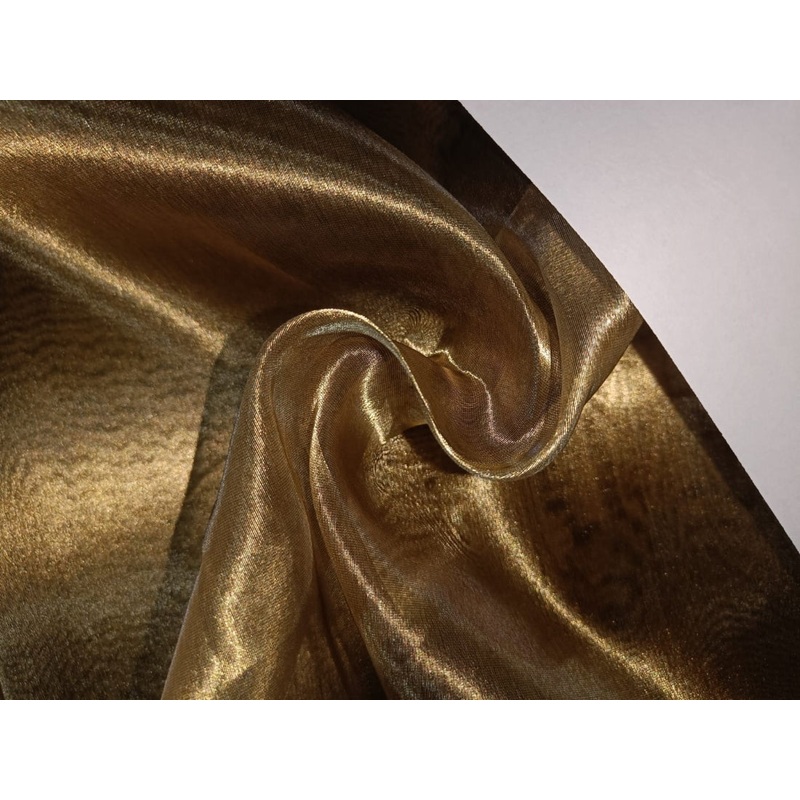 Silk Tissue Organza Fabric Sheer gold x black Color 44" wide