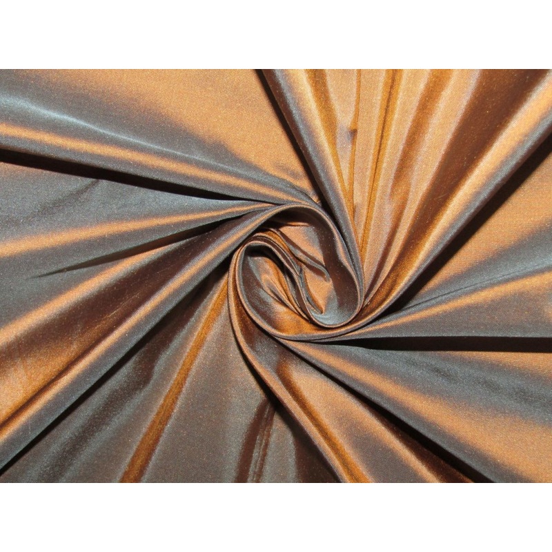 100% pure silk taffeta fabric iridescent COPPER x BLUE 54 inches wide TAF244