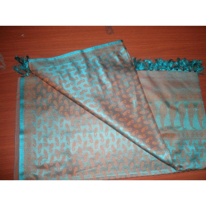 silk plus wool brocade jacquard stole-green