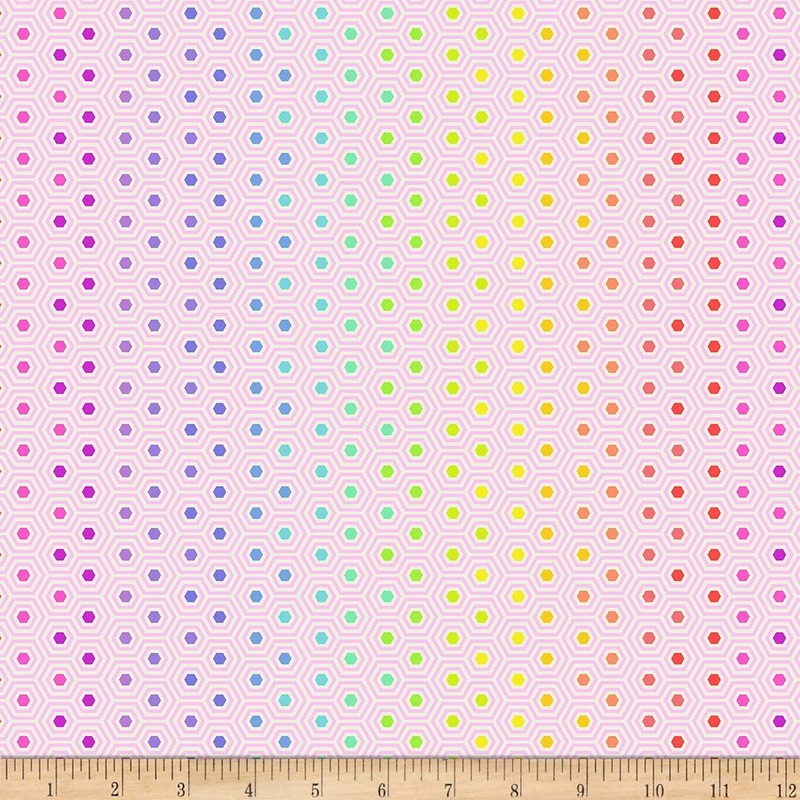 True Colors Hexy Rainbow Shell Tula Pink True Free Spirit Cotton Fabric