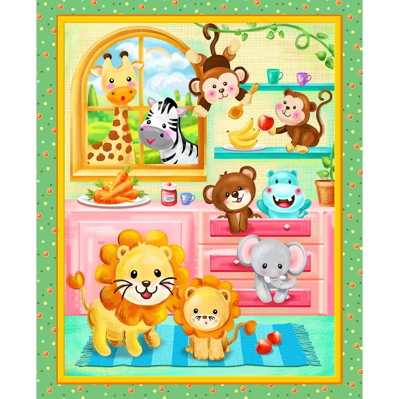 Wee Ones Little Chefs Panel 36" Green Oasis Fabrics Cotton Fabric OA-59-8551