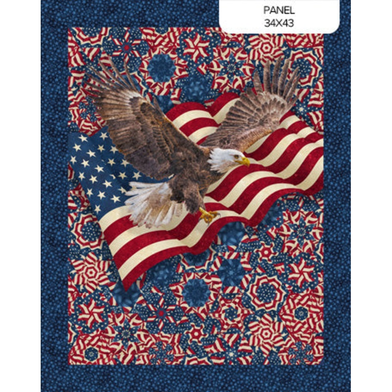 Stars And Stripes 14 Multi Navy Cotton 34" x 43" Panel