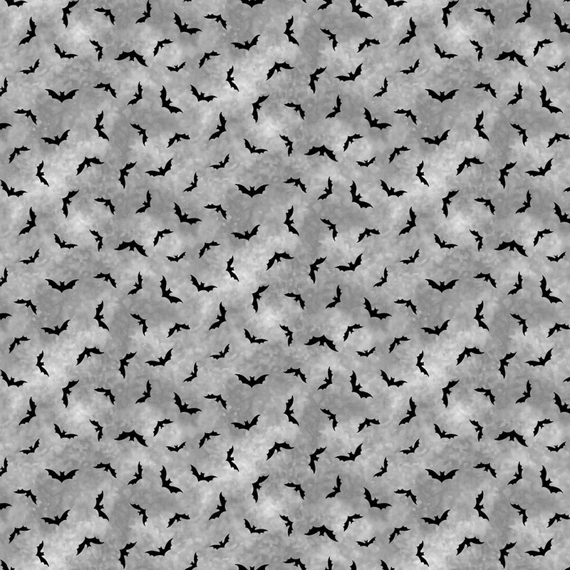 Trick or Treat Bats All Folks Gray Michael Miller Cotton Fabric MM-DCX10332-GRAY-D