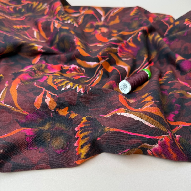 Autumn Leaf Brown Cotton Jersey Fabric