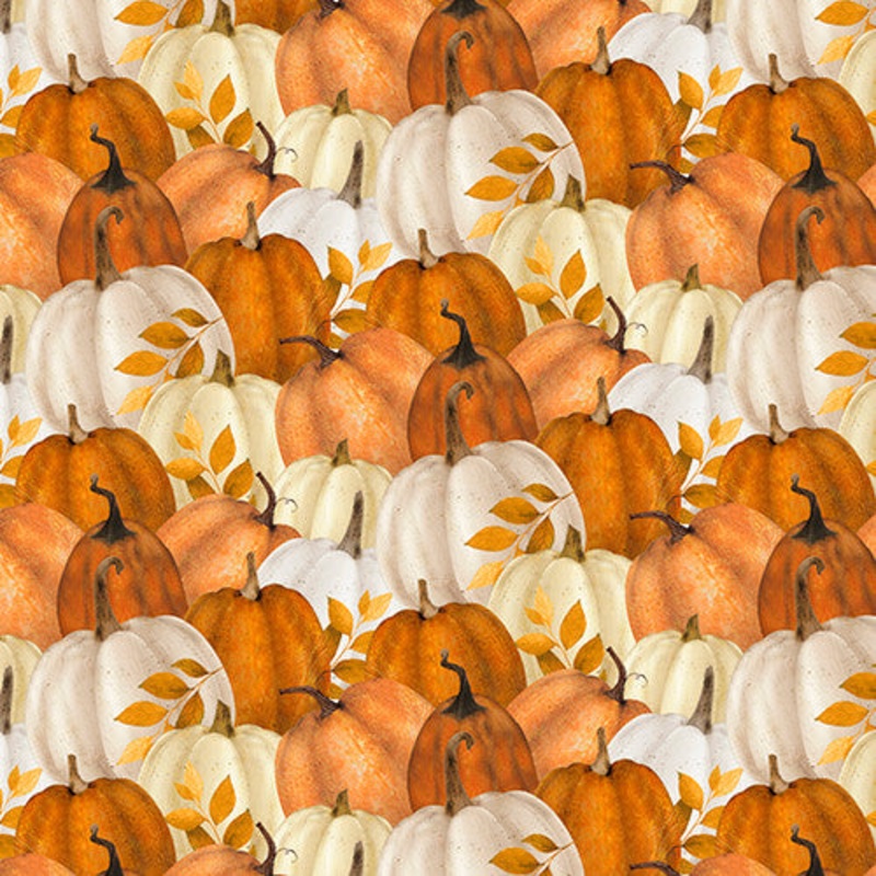 The Pick of the Patch Packed Pumpkins Multi Beth Albert 3 Wishes Cotton Fabric 3W-20868-MLT