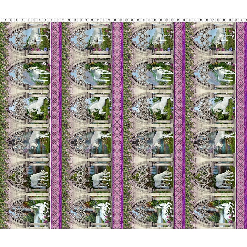 Unicorns Unicorn Border Multi Jason Yenter In The Beginning Cotton Fabric