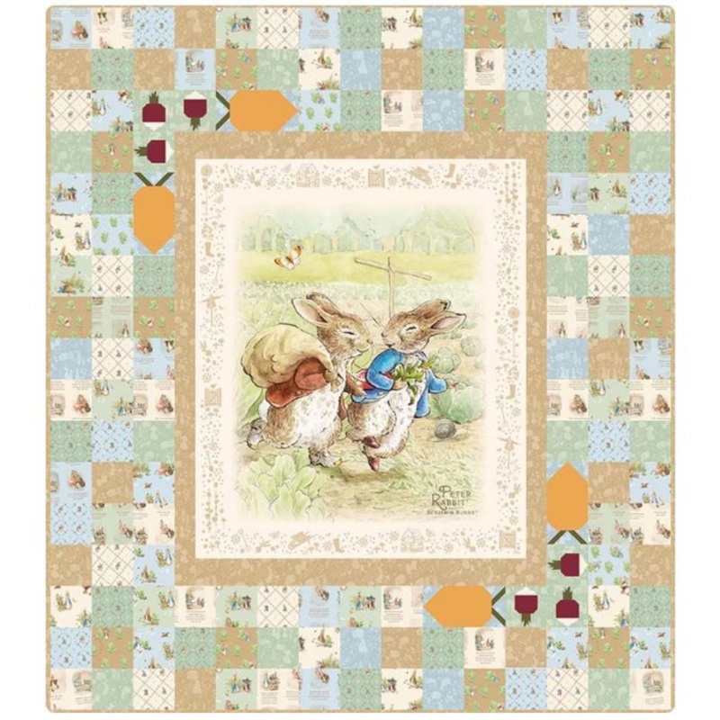 Peter Rabbit and Benjamin Bunny Peter's Garden Quilt Kit Riley Blake Cotton Fabric RB-KT-17250