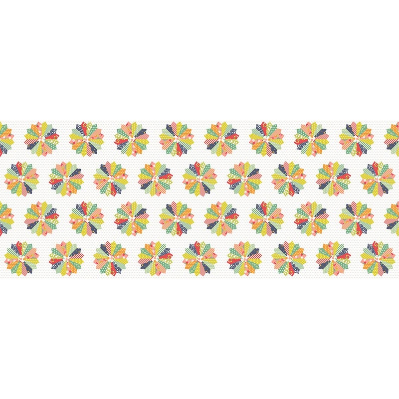Raspberry Summer Dresden Cheater Quilt Panel 24"x60" Multi Lella Sherri & Chelsi Moda Cotton Fabric MD-37698-11