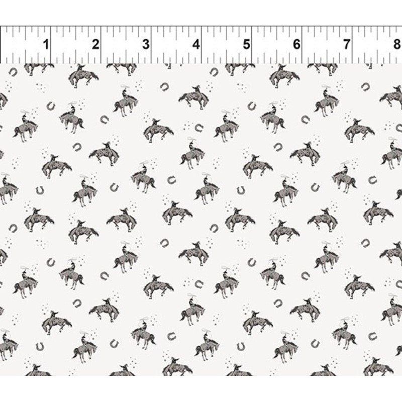 Southwest Minis CowboysWhite Jason Yenter In The Beginning Cotton Fabric ITB-12SWM-1