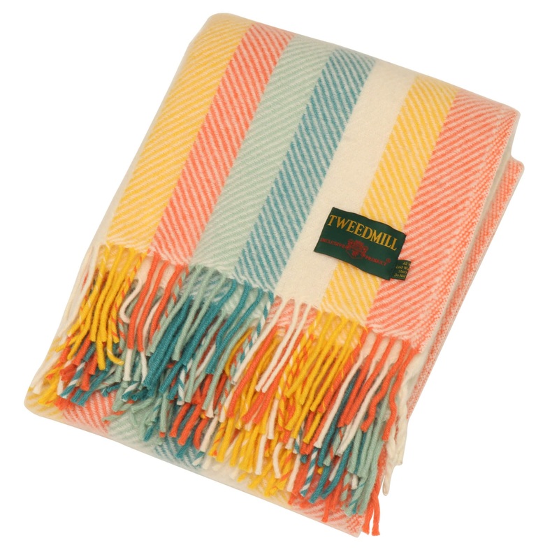 Tweedmill Herringbone Wool Throw Autumn Stripe