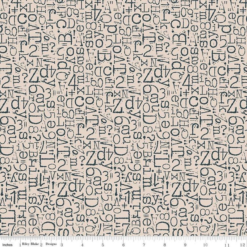 TYPE/ography Vintage Type Blackboard Cotton Wideback Fabric per yard