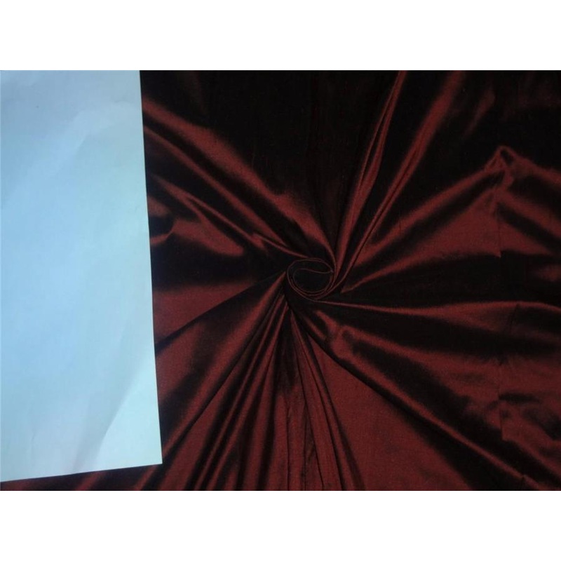 100% PURE SILK DUPIONI FABRIC BLACK X BROWN COLOR 54" wide