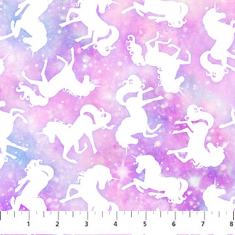 Sparkle Magic Unicorn Toss Pink Multi Deborah Edwards Northcott Cotton Fabric NC-27644-22