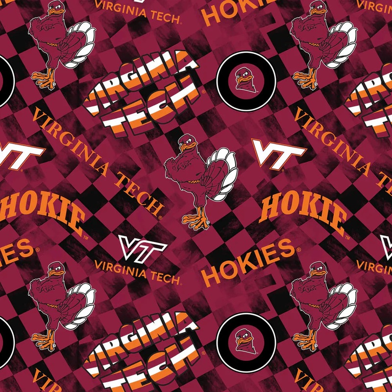 Virginia Tech Hokies NCAA College Check Allover Sykel Cotton Fabric VT-1370