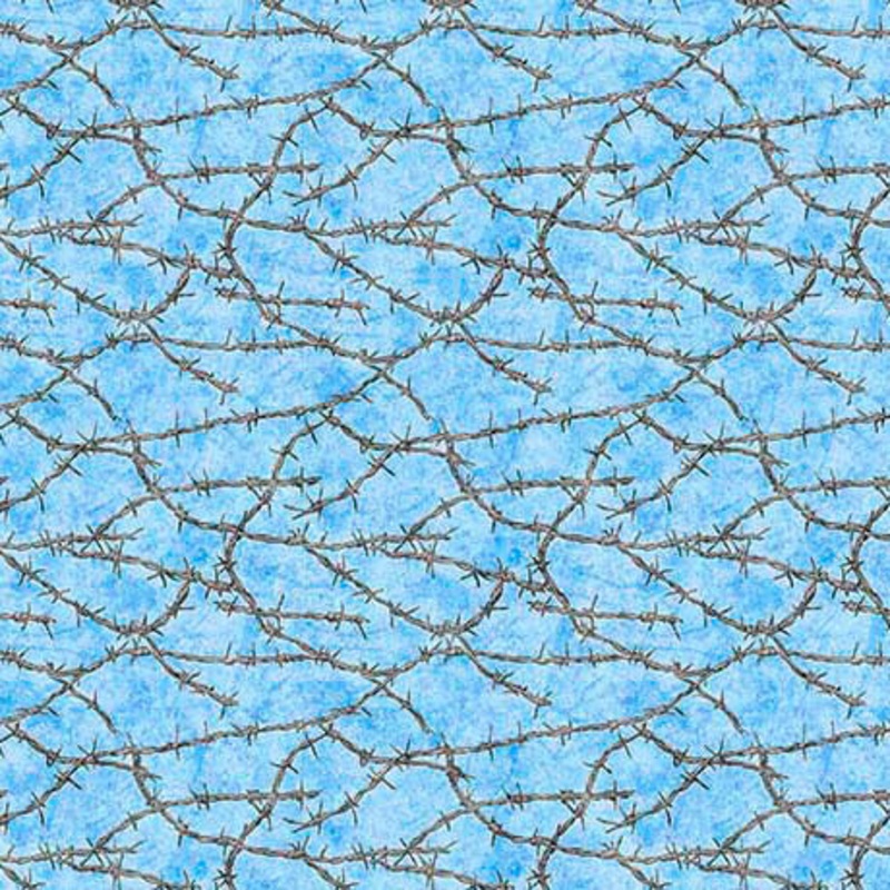 Yippie Ki Yay! Barbed Wire Light Blue Cotton 44"/45" Fabric Per Yard
