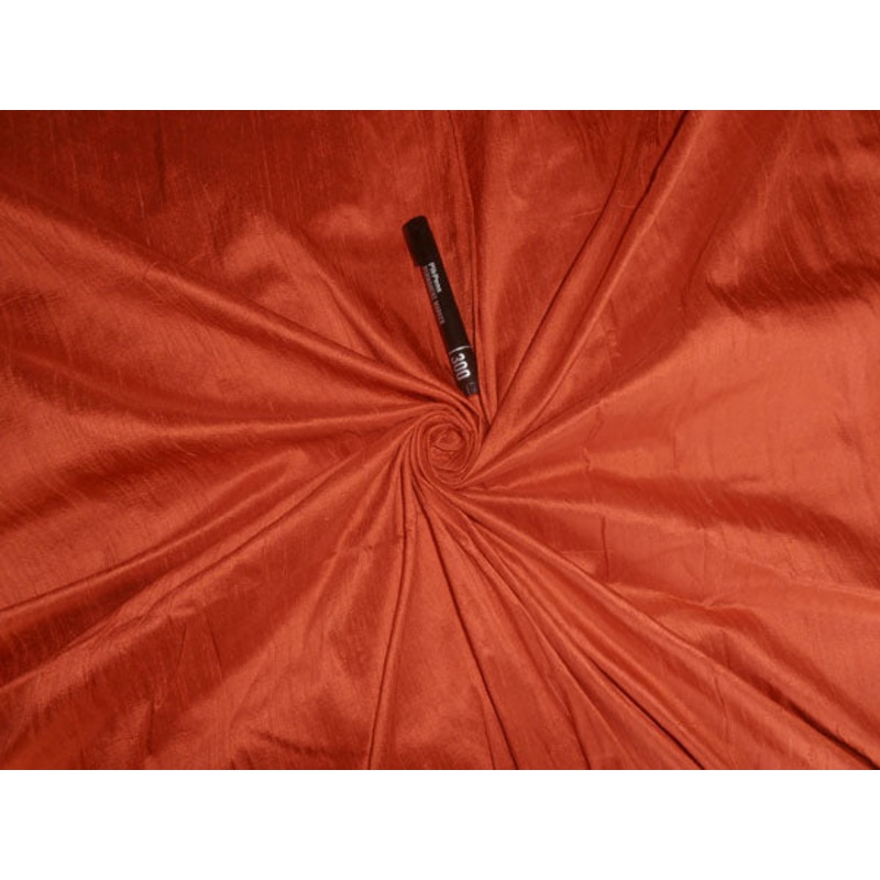 100% PURE SILK DUPIONI FABRIC DUSTY ORANGE colour 54"wide WITH SLUBS