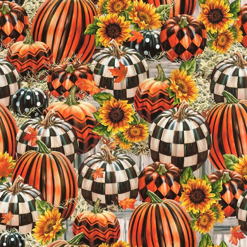 Bewitched Plaid & Stripe Pumpkin Pumpkin Orange Dona Gelsinger Timeless Treasures Cotton Fabric TT-Dona-CD3231-Pumpkin
