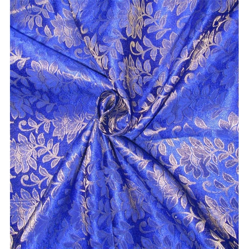Reversible Brocade Fabric Royal blue x gold 44"