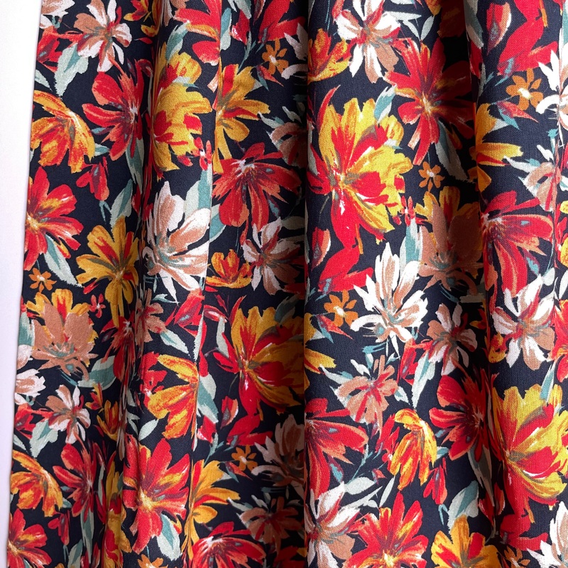 Sunset Flowers Rayon Viscose Fabric