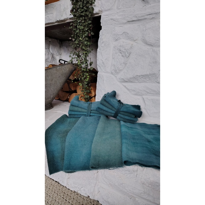 Teal Hand Dyed Wool Fat Eighth Bundle