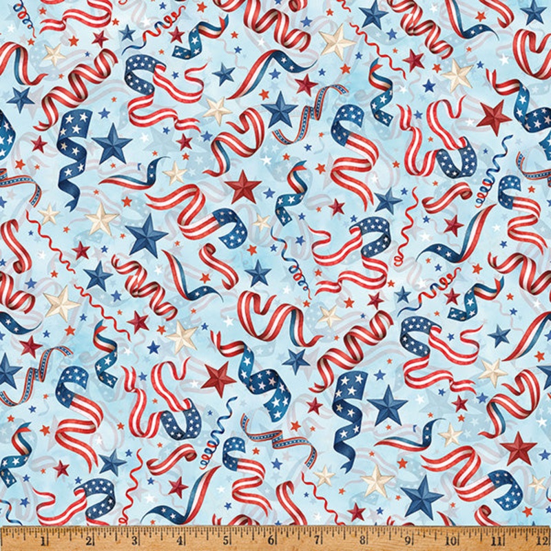 Red Truck Road Trip / Tossed Ribbons in Baby Blue