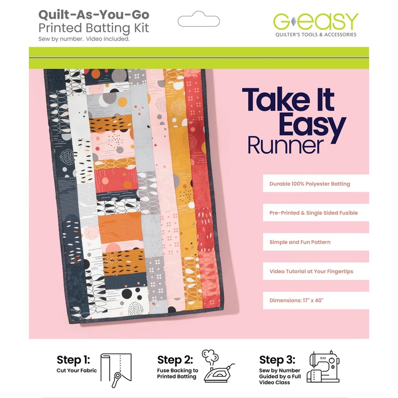 Take it Easy Runner - Quilt As You Go Printed Batting Kit by GE Designs
