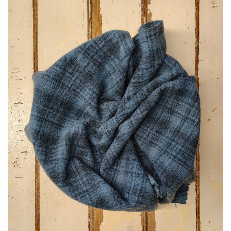 Teal Hand Dyed Plaid Wool (Medium) (Wholesale)