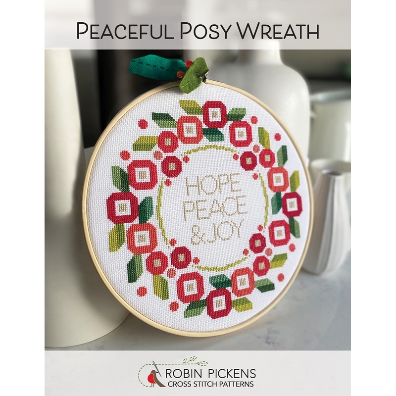 Peaceful Posy Wreath Cross Stitch Pattern by Robin Pickens - Special Order