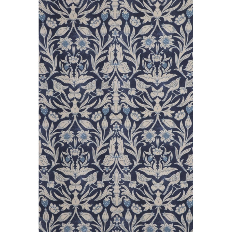 Strawberry Bird Cotton Indigo Fabric