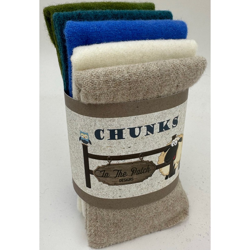 Wool Chunks 5pc 9inx 10in Seaside # WK6084 Special Order