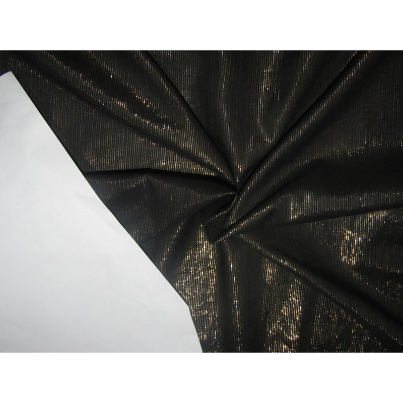 Black cotton fabric with gold lurex weave 44" by the yard