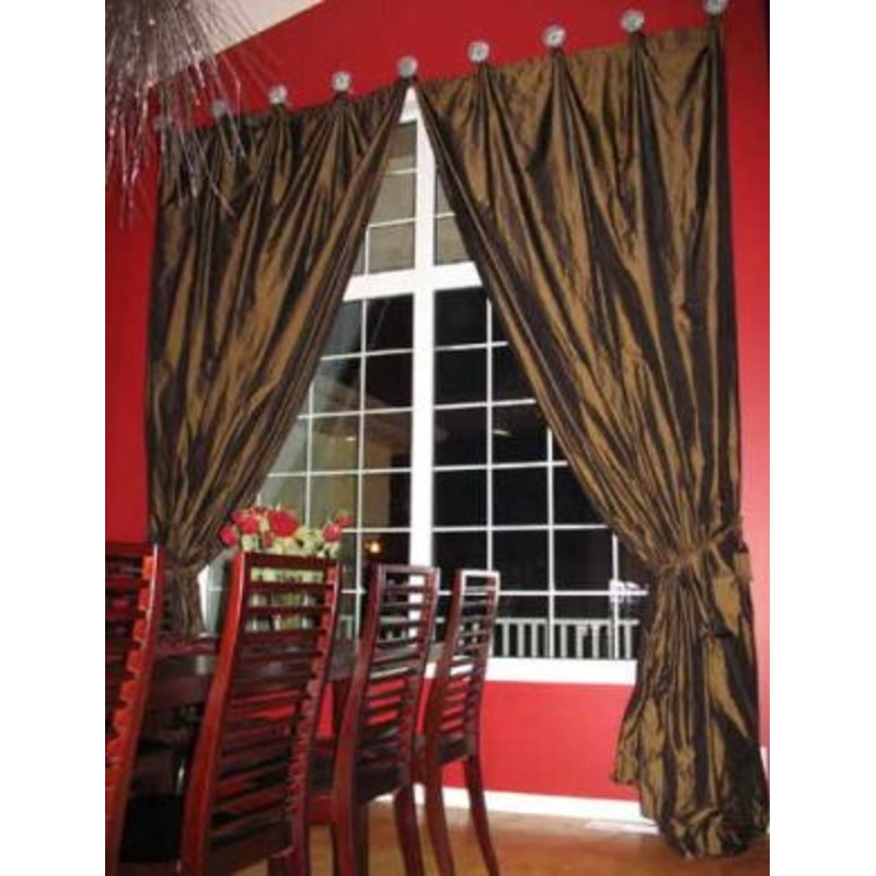 silk taffeta bright copper brown drapes~home decor