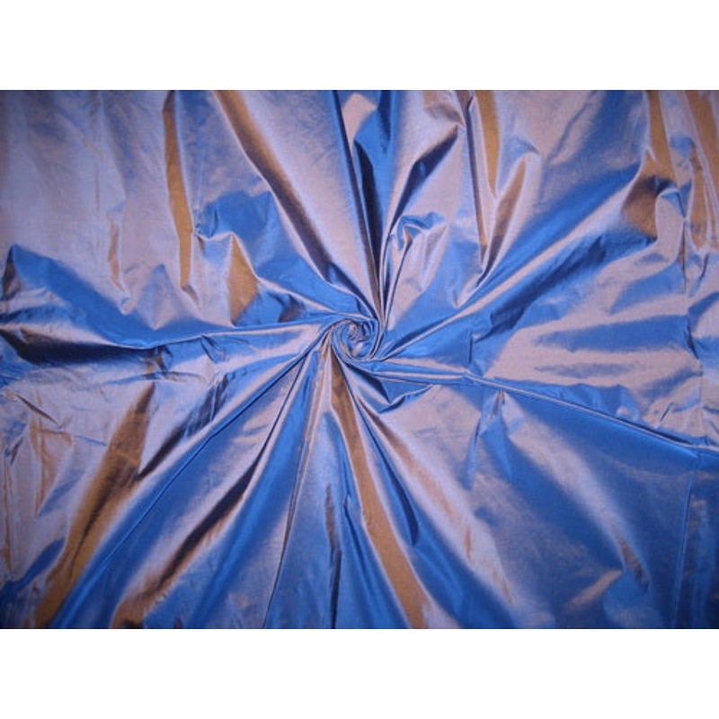 SILK TAFFETA FABRIC electric blue with brown shot 44" wide
