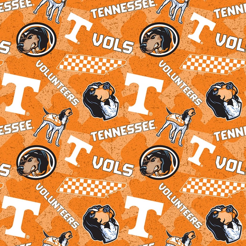 Tennessee University Vols (Volunteers) NCAA College Tone Sykel on Tone Sykel Cotton Fabric TENN-1178