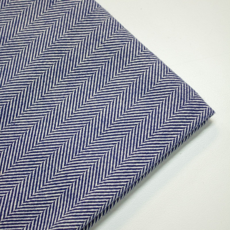 Blue Herringbone Cotton Fabric COUPON 110CM